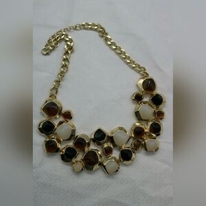Banana Republ Statement Necklace Chunky gold nuggets with jewels Costume Jewelry